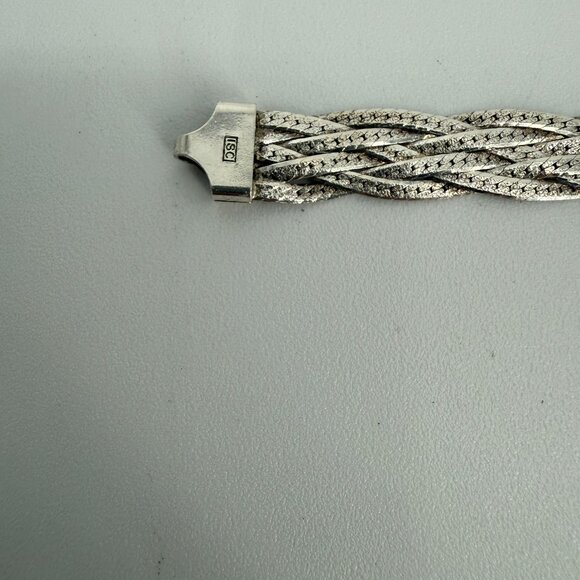 Vintage Italian Sterling Silver 925 Braided Bracelet 7.5” Lobster Clasp Italy - Picture 2 of 6